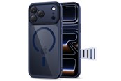 Puhelin - Kannet ja kotelot - Tech-Protect Magpeak Magsafe CC Case for iPhone 17 Pro Max - Clear and Navy Blue - 5906302333844