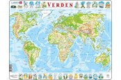 Palapelit - Larsen Puzzles Puzzle World Map Physical - 80 pieces Maxi (36.5x28.5 cm) Lattia - K4