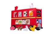 Vauva- ja taaperolelut - Bigjigs Wooden Shape Sorter Red Animal Bus - 21 pcs. - BJ692