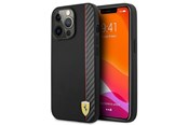 Puhelin - Kannet ja kotelot - Ferrari iPhone 13 Pro Max Cover Carbon Effect Metal Logo Vertical Stripe - Black - 3666339026585