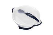 Vauvatarvikkeet - Akuku Suction bowl with spoon WHITE/NAVY BLUE - A0503