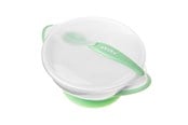 Vauvatarvikkeet - Akuku Suction bowl with spoon WHITE/GREEN - A0504