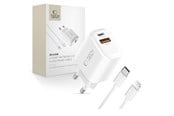 Puhelin - Adapterit & Laturit - Tech-Protect NCA45W-GAN 2-Port 45W AC Charger - White - 5906302336012