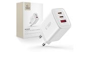 Puhelin - Adapterit & Laturit - Tech-Protect NCA65W-GAN AC Charger 3-Ports 65W - White - 5906302336074