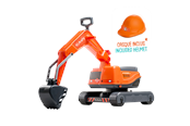 Ulkoleikit - Orange Kaivinkone sis. kypärä Kubota - 808-091