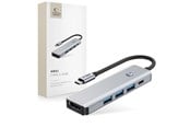 USB hub - Tech-Protect HB01 HUB Adapter 5in1 USB-C + USB3.0 + HDMI 4K 60Hz + PD100W - Grey USB hub - 5 porttia - USB 3.0 - Harmaa - 5906302360529