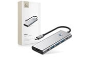 USB hub - Tech-Protect HB04 HUB Adapter 9in1 USB-C + USB2.0 + USB3.0 + HDMI 4K 60Hz + SD / TF + PD100W + AV3.5 - Grey USB hub - 5 porttia - USB 3.0 - Harmaa - 5906302360536