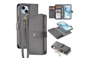 Puhelin - Kannet ja kotelot - Dux Ducis Lava Leather Case for iPhone 15 - Grey - 6971824163100