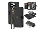 Puhelin - Kannet ja kotelot - Dux Ducis Lava Leather Case for iPhone 15 Pro - Black - 6971824163155