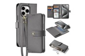 Puhelin - Kannet ja kotelot - Dux Ducis Lava Leather Case for iPhone 15 Pro - Grey - 6971824163162