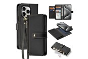 Puhelin - Kannet ja kotelot - Dux Ducis Lava Leather Case for iPhone 15 Pro Max - Black - 6971824163186