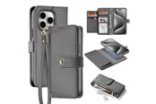 Puhelin - Kannet ja kotelot - Dux Ducis Lava Leather Case for iPhone 15 Pro Max - Grey - 6971824163193