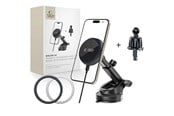 Puhelin - Adapterit & Laturit - Tech-Protect MM15W-V4 Magnetic MagSafe 15W Car Mount for Cockpit / Windshield / Air Vent - Black - 5906302361076