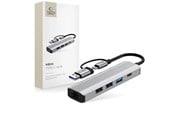 USB hub - Tech-Protect HB03 HUB Adapter 5in1 USB-C + USB2.0 + USB3.0 + RJ45 - Grey USB hub - 5 porttia - USB 3.0 - Harmaa - 5906302360567