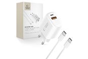 Puhelin - Adapterit & Laturit - Tech-Protect NCA45W-GAN 2-Port 45W AC Charger with USB-C Cable - White - 5906302352814