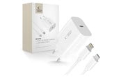 Puhelin - Adapterit & Laturit - Tech-Protect NC20W AC Charger with USB-C / Lighting Cable 100 cm - White - 5906302362899