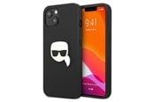Puhelin - Kannet ja kotelot - Karl Lagerfeld Leather Ikonik Karl's Head Metal Case for iPhone 13 mini - Black - 3666339028497