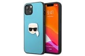 Puhelin - Kannet ja kotelot - Karl Lagerfeld Leather Ikonik Karl's Head Metal Case for iPhone 13 mini - Blue - 3666339028619