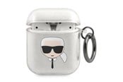 Puhelin - Muut lisävarusteet - Karl Lagerfeld Glitter Karl's Head case for AirPods 1/2 - silver - 3666339030285