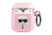 Puhelin - Muut lisävarusteet - Karl Lagerfeld Glitter Karl's Head case for AirPods 1/2 - pink - 3666339030315