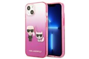 Puhelin - Kannet ja kotelot - Karl Lagerfeld Gradient Ikonik Karl&Choupette Case for iPhone 13 mini - Pink - 3666339049201