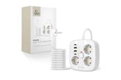 Puhelin - Adapterit & Laturit - Tech-Protect PCS3X4 Power Strip 3 AC Outlets 2xUSB-A 2xUSB-C 200 cm - White - 5906302363421