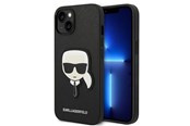 Puhelin - Kannet ja kotelot - Karl Lagerfeld Saffiano Karl's Head Patch Case for iPhone 14 Plus - Black - 3666339077044