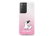 Puhelin - Kannet ja kotelot - Karl Lagerfeld Choupette Fun Case for Samsung Galaxy S21 Ultra - Pink - 3700740496985