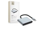 USB hub - Tech-Protect HB08 4-in-1 USB-C + USB2.0 + 2 x HDMI 4K 60HZ Adapter - Grey USB hub - 2 porttia - USB 2.0 - Harmaa - 5906302368624