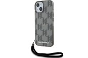 Puhelin - Kannet ja kotelot - Karl Lagerfeld IML Mono KL Pattern & Cord case for iPhone 15 / 14 / 13 - black - 3666339258245