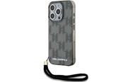 Puhelin - Kannet ja kotelot - Karl Lagerfeld IML Mono KL Pattern & Cord case for iPhone 15 Pro Max - black - 3666339258276