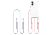 Puhelin - Muut lisävarusteet - Tech-Protect Flexair Chain MagSafe Case for iPhone 16 - Clear + 2 Lanyards (Pink & Gray) - 5906302380206