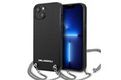 Puhelin - Kannet ja kotelot - Karl Lagerfeld Leather Textured and Chain Case for iPhone 13 / 14 / 15 6.1" - Black - 3666339049935
