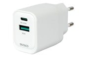 Puhelin - Adapterit & Laturit - Deltaco USB GaN Wall Charger PD 35W | 1x USB-A | 1x USB-C | PPS + Samsung SFC 25W | White - USBC-AC159