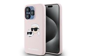 Puhelin - Kannet ja kotelot - Karl Lagerfeld Silicone Karl&Choupette MagSafe Case for iPhone 15 Pro - Pink - 3666339256869