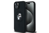 Puhelin - Kannet ja kotelot - Karl Lagerfeld Silicone Karl&Choupette MagSafe case for iPhone 15 Plus / 14 Plus - black - 3666339254056