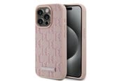 Puhelin - Kannet ja kotelot - Karl Lagerfeld Leather Monogram Metal Logo case for iPhone 15 Pro Max - pink - 3666339253936