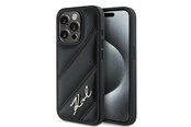 Puhelin - Kannet ja kotelot - Karl Lagerfeld Diagonal Quilted Script case for iPhone 15 Pro - black - 3666339252243