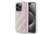 Puhelin - Kannet ja kotelot - Karl Lagerfeld Diagonal Quilted Script case for iPhone 15 Pro - pink - 3666339252526