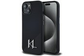 Puhelin - Kannet ja kotelot - Karl Lagerfeld Silicone Shadow Metal Initial MagSafe Case for iPhone 15 Black - 3666339252922