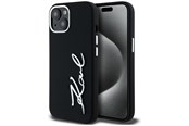 Puhelin - Kannet ja kotelot - Karl Lagerfeld Silicone Metal Script Logo iPhone 15 Case - Black - 3666339253349