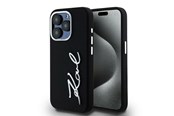 Puhelin - Kannet ja kotelot - Karl Lagerfeld Silicone Metal Script Logo iPhone 15 Pro Max Case - Black - 3666339253370