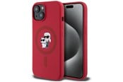 Puhelin - Kannet ja kotelot - Karl Lagerfeld Silicone Karl&Choupette Heads Ring MagSafe iPhone 15 Case - Red - 3666339254186