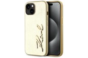 Puhelin - Kannet ja kotelot - Karl Lagerfeld Wrinkled Metal Signature iPhone 15 Case - Gold - 3666339255442