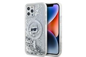 Puhelin - Kannet ja kotelot - Karl Lagerfeld Liquid Glitter Choupette Head MagSafe Case for iPhone 12 / 12 Pro - Transparent - 3666339285630
