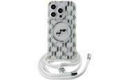 Puhelin - Kannet ja kotelot - Karl Lagerfeld IML Crossbody Monogram Karl & Choupette Head MagSafe Case for iPhone 15 Pro - Transparent - 3666339286866