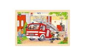 Palapelit - Goki Wooden Jigsaw Puzzle - Helicopter and Fire Truck - 24 pcs. Puu - 57301