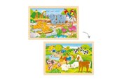 Palapelit - Goki Wooden Jigsaw Puzzle - Farm and Zoo - 24 pcs. Puu - 57302