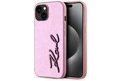 Puhelin - Kannet ja kotelot - Karl Lagerfeld Wrinkled Metal Signature iPhone 15 Case - Pink - 3666339255589