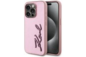 Puhelin - Kannet ja kotelot - Karl Lagerfeld Wrinkled Metal Signature iPhone 15 Pro Case - Pink - 3666339255602
